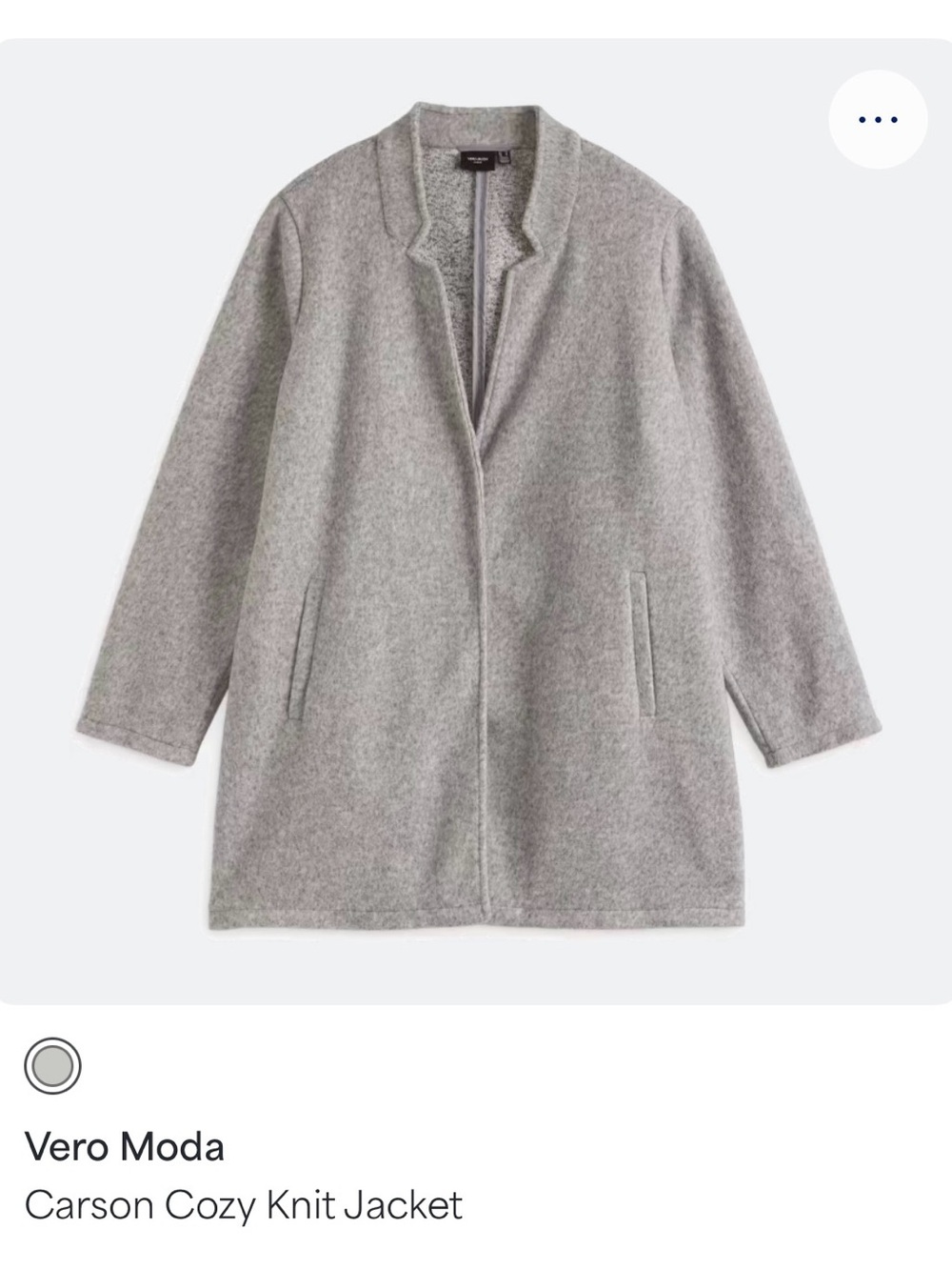 Vero Moda Soft Knit Pea Coat in Light Gray